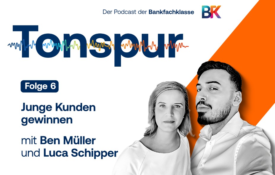 Cover Podcast Tonspur Folge 6: Junge Kunden gewinnen; Gast: Ben Müller und Luca Schipper (neonblau); Host: Ares Abasi; Jana Both